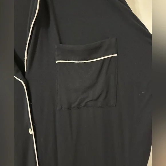 Eberjey Gisele TENCEL Modal Short PJ Top XL GUC button up black pajama top soft - Picture 2 of 6